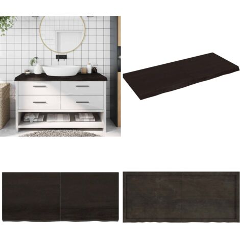 Piano Bagno Marrone Scuro 140x60x(2-6)cm Legno Trattato - Piano in legno - Piano per il bagno