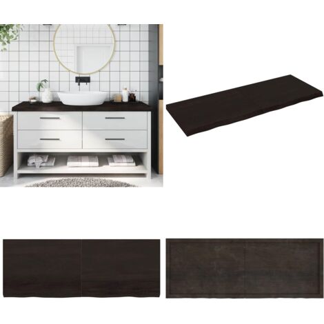 Piano Bagno Marrone Scuro 160x60x(2-6)cm Legno Trattato - Piano in legno - Piano per bagno