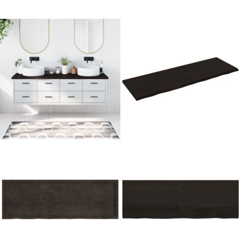 Piano Bagno Marrone Scuro 180x60x(2-4))cm Legno Trattato - Piano in legno - Piano per il bagno
