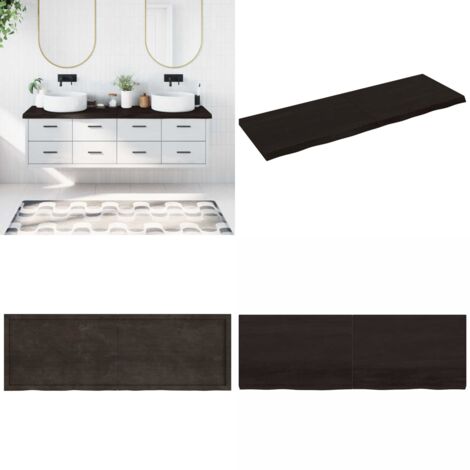 Piano Bagno Marrone Scuro 180x60x(2-6)cm Legno Trattato - Piano da bagno marrone scuro - Piano da bagno in rovere