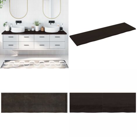 Piano Bagno Marrone Scuro 200x60x(2-4)cm Legno Trattato - Piano in legno - Piano per il bagno
