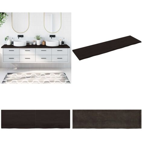 Piano Bagno Marrone Scuro 220x60x(2-4) cm Legno Trattato - Piano da bagno marrone scuro - Piano da bagno in rovere