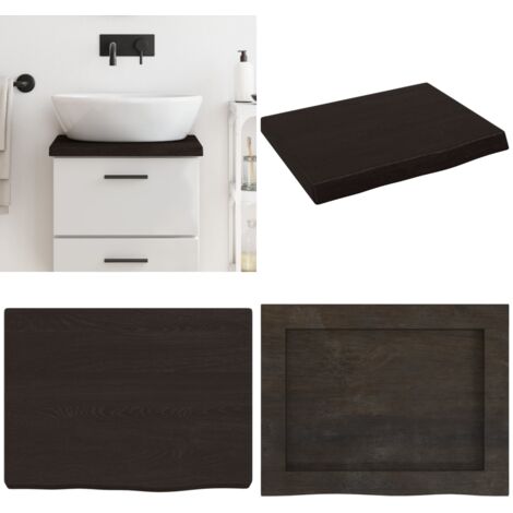 Piano Bagno Marrone Scuro 40x30x(2-4)cm Legno Massello Trattato - Piano in legno massello - Piano per bagno marrone scuro
