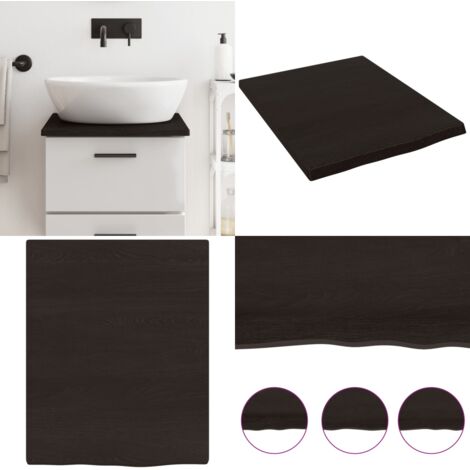 Piano Bagno Marrone Scuro 40x50x2 cm Legno Massello Trattato - Piano in legno massello - Piano per il bagno