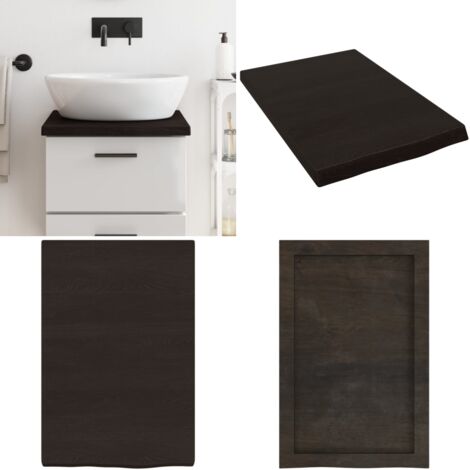 Piano Bagno Marrone Scuro 40x60x(2-4)cm Legno Massello Trattato - Piano in legno massello - Piano per il bagno