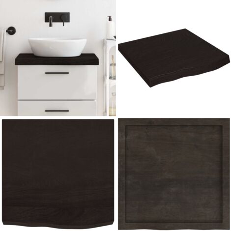 Piano Bagno Marrone Scuro 60x60x(2-6)cm Legno Massello Trattato - Piano in legno massello - Piano per il bagno