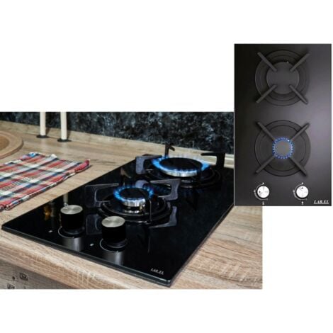 PIANO COTTURA 2 FUOCHI A GAS PIANO VETRO CERAMICA LAREL GRIGLIE GHISA SICURGAS
