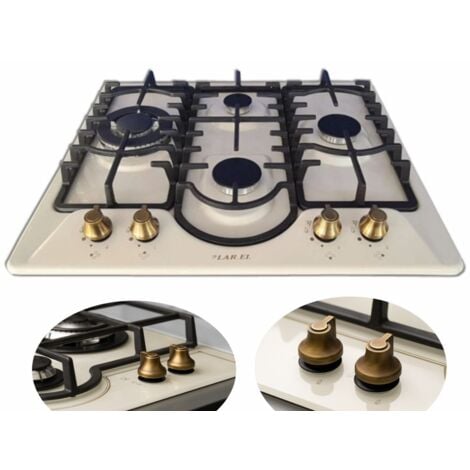 AUTRES Piano Cottura 4 FUOCHI A GAS LAREL SABBIA AVENA 60 cm SICURGAS GRIGLIE GHISA
