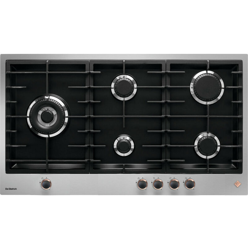 Piano cottura a gas 90cm 5 fuochi nero/acciaio