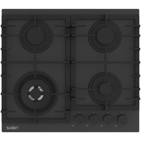 Piano cottura a gas in vetro temperato satinato nero opaco 4 fuochi 60 cm - Zacinto