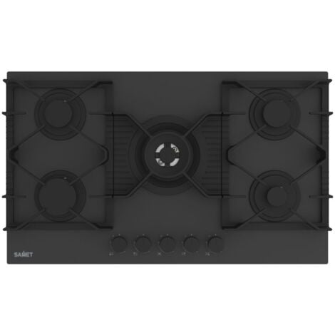 Piano cottura a gas in vetro temperato satinato nero opaco 5 fuochi 90 cm - Zacinto
