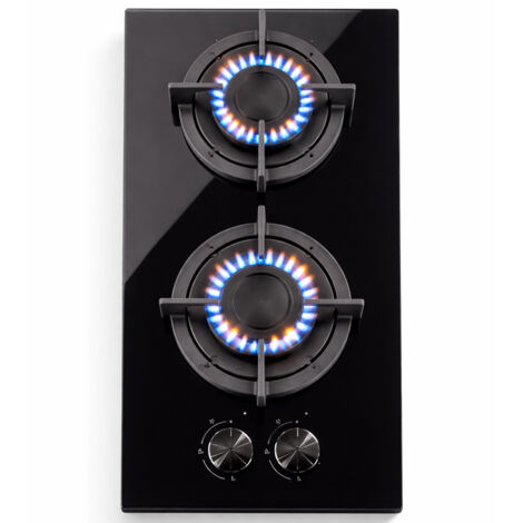 Hermitlux Fornello A Gas 2 Fuochi - Piano Cottura Incasso 520x300mm - 4300W, Accensione Integrata, Termocoppia Di Sicurezza