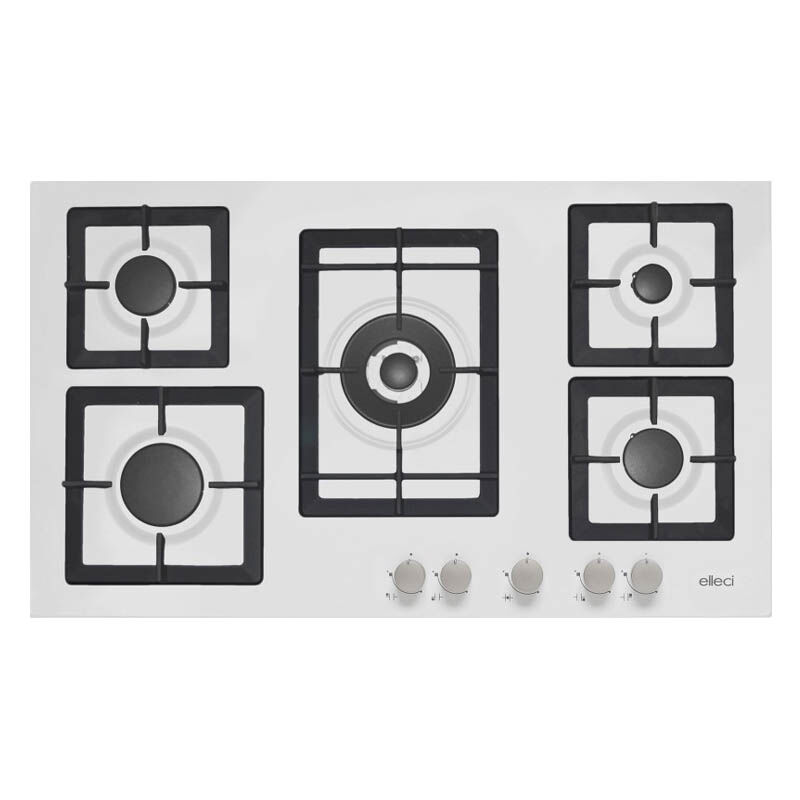 Elleci - Piani cottura da incasso Plano 90 5 fuochi Granitek 68 Bianco PGSP90168CS