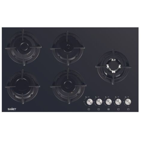 Piano cottura in vetro 5 fuochi Minerva90 Samet colore nero
