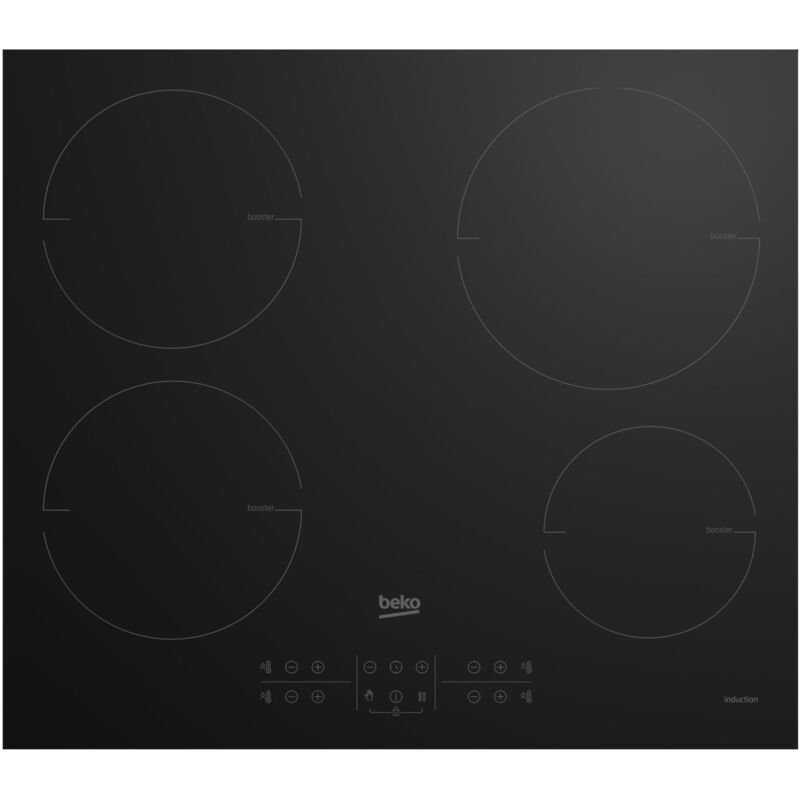 Beko - hii 64200 mt: Piano a Induzione, 4 Zone, 60 cm. Colore del prodotto: Nero, Posizionamento dell'apparecchio: Da incasso, Dimensione della