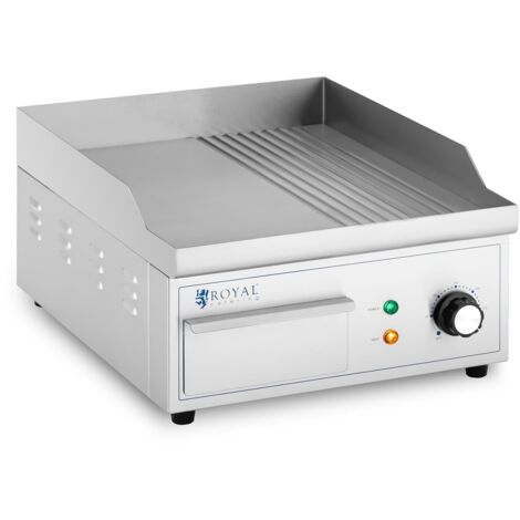 Piano cottura plancha elettrico professionale grill 2.000 watt (360 x 380 mm, piastra in ferro liscia e rigata) 140004063