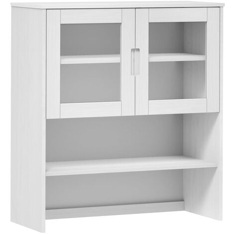 Credenza con vetrina 4 ante e 2 cassetti 88x197 cm in legno bianco/noce