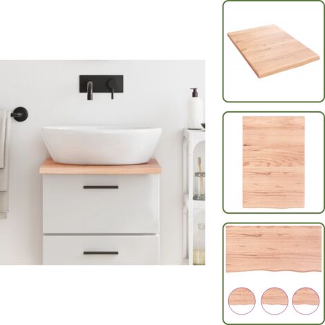Piano da bagno con bordi vivi - vidaXL Piano Bagno Marrone Chiaro 40x60x2 cm Legno Massello Trattato - Piano da bagno naturale