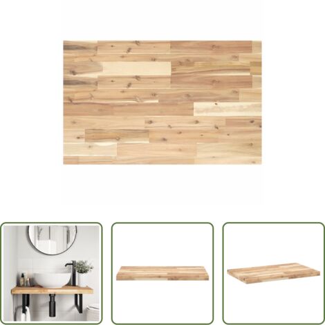 Piano da bagno in acacia -  Piano da Bagno Non Trattato 80x50x4 cm Legno Massello di Acacia