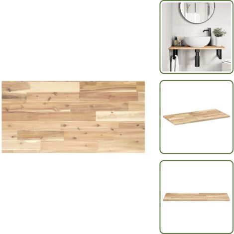 Piano da bagno in legno massello - vidaXL Piano da Bagno Non Trattato 60x40x2 cm Legno Massello di Acacia - Piano da bagno rustico