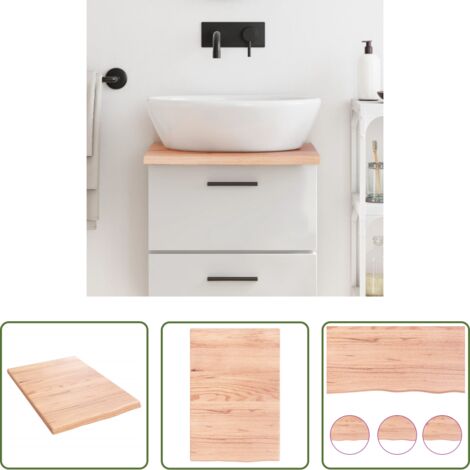 Piano da bagno marrone chiaro -  Piano Bagno Marrone Chiaro 40x60x2 cm Legno Massello Trattato