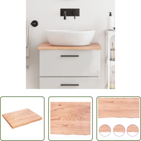 Piano da bagno marrone chiaro -  Piano Bagno Marrone Chiaro 60x50x2 cm Legno Massello Trattato