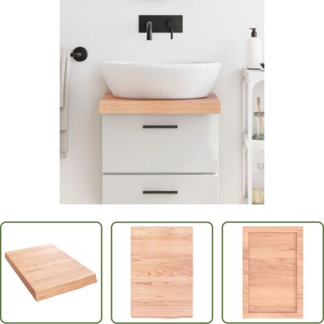 Piano da bagno marrone -  Piano Bagno Marrone 40x60x(2-6) cm Legno Massello Trattato