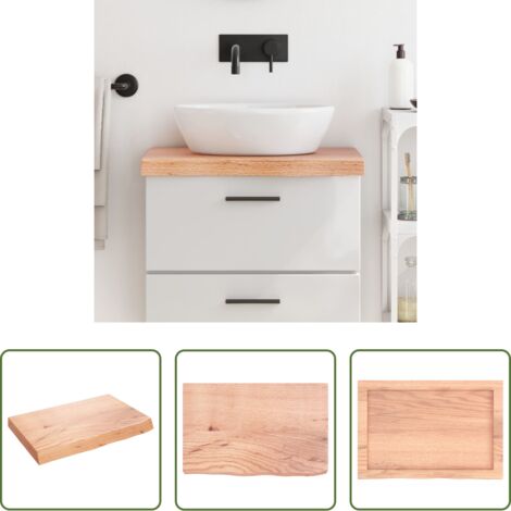 Piano da bagno marrone -  Piano Bagno Marrone 60x40x(2-6) cm Legno Massello Trattato