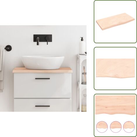 Piano da bagno naturale - vidaXL Piano Bagno 60x30x2 cm in Legno Massello Non Trattato - Piano da bagno non trattato