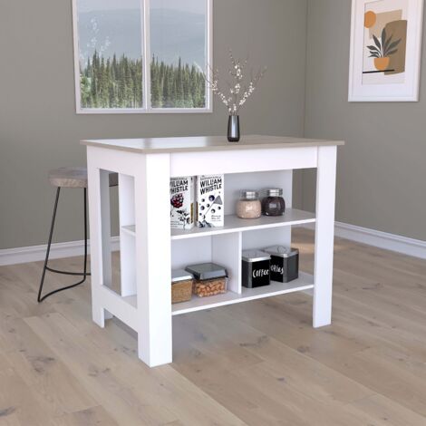 Piano da Cucina Antibatterico Cala, 89,99 cm AL x 102,9 cm AN x 69,97 cm P, Bianco / Cenere