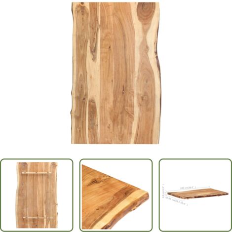 Piano da cucina in acacia -  Piano del Tavolo in Legno Massello di Acacia 100x(50-60)x3,8 cm