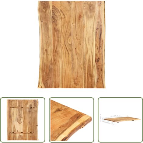 Piano da cucina in acacia -  Piano del Tavolo in Legno Massello di Acacia 80x(50-60)x2,5 cm