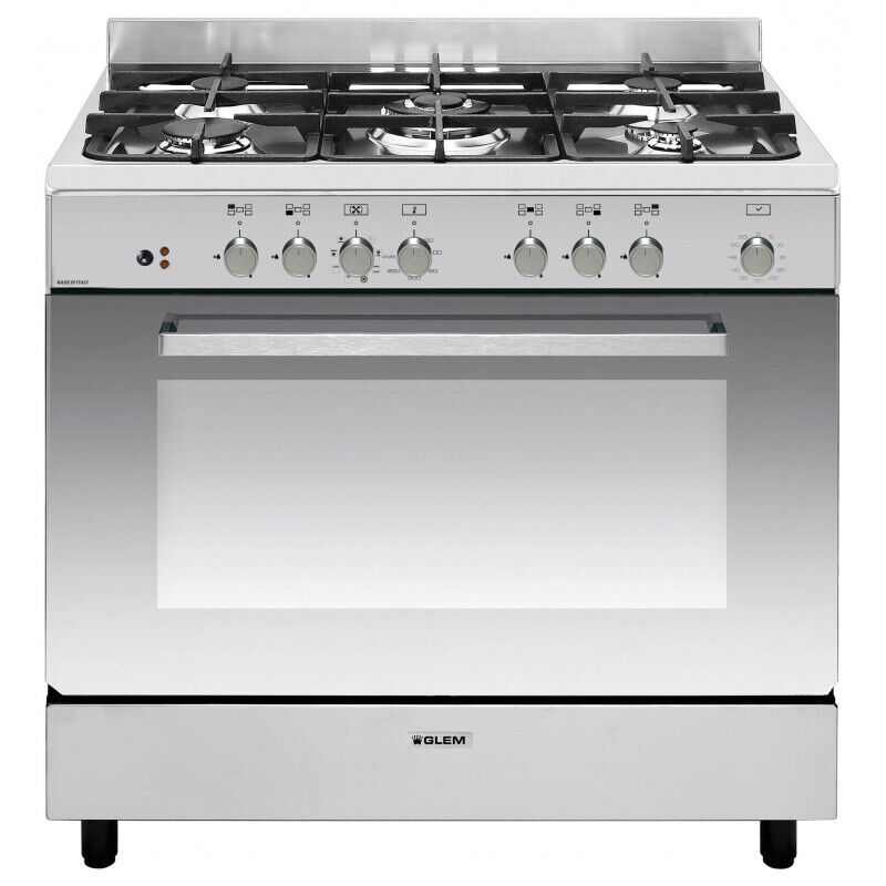 Piano de cuisson 104L 5 feux inox – Four électrique chaleur tournante – Nettoyage catalytique – Classe A – GE960CVIX2 – Glemgas