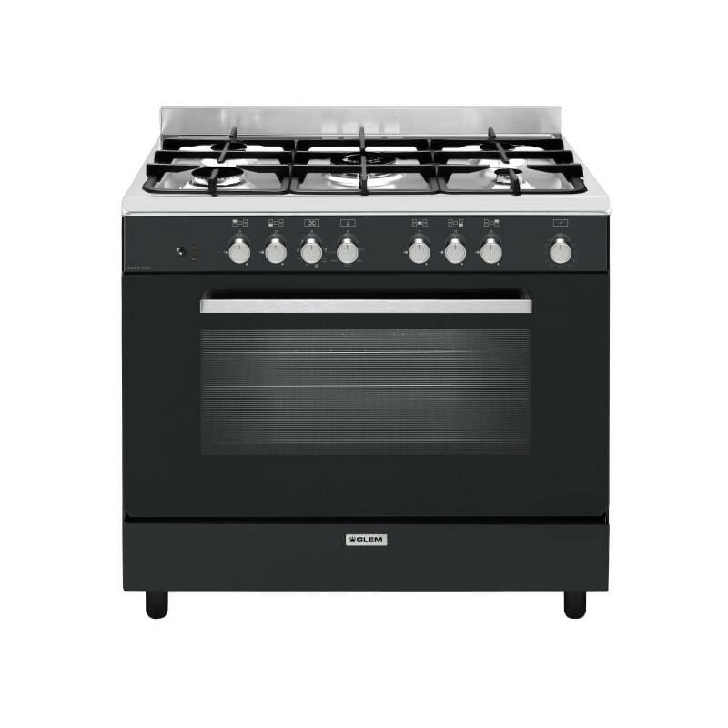 Glemgas - Cuisinière e-Cooker 90 x 60 cm black pearl - Four électrique multifonct glem - GE960CVBK2