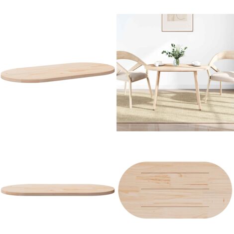 Piano del tavolo 100x50x2,5 cm in legno massello di pino ovale - Piano in legno - Tavolo da caffè
