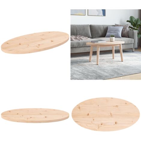 Piano del tavolo 70x35x2,5 cm in legno massello di pino ovale - Piano in legno - Tavolo da caffè