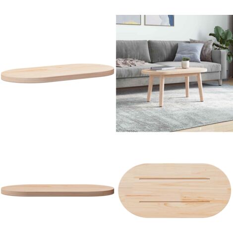 Piano del tavolo 70x35x2,5 cm in legno massello di pino ovale - Piano in legno - Tavolo da caffè