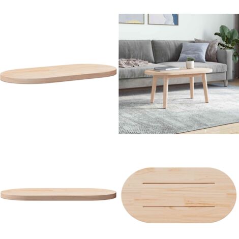 Piano del tavolo 80x40x2,5 cm in legno massello di pino ovale - Piano in legno - Tavolo da caffè