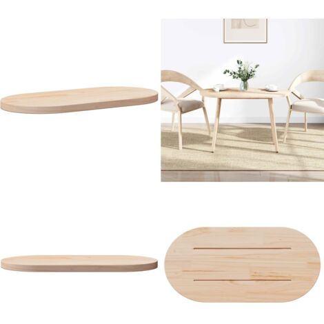 Piano del tavolo 90x45x2,5 cm in legno massello di pino ovale - Piano in legno - Tavolo in pino