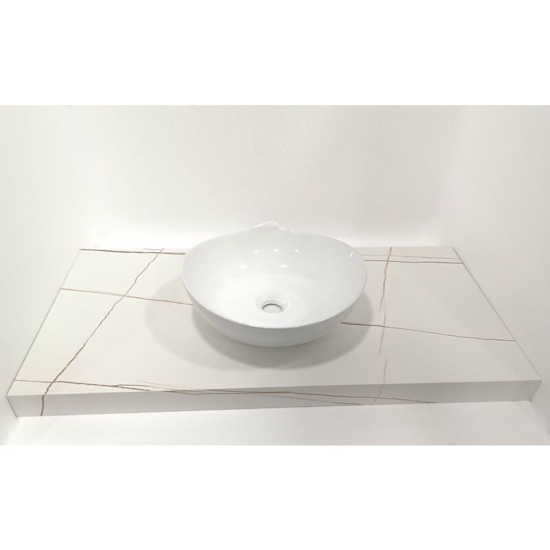 Image of Esolution - piano di appoggio da bagno in pietra sinterizzata per lavabo darredo 1000/900/800 x 500 x 80 mm bianco grigio nero 90 x 50 x 8 cm bianco