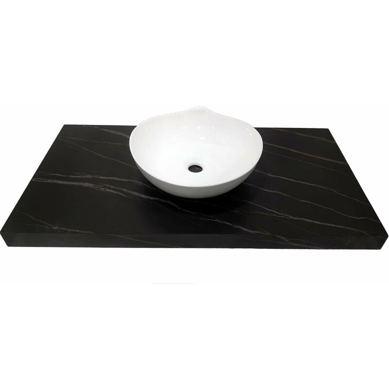 Image of Esolution - piano di appoggio da bagno in pietra sinterizzata per lavabo darredo 1000/900/800 x 500 x 80 mm bianco grigio nero 100 x 50 x 8 cm nero