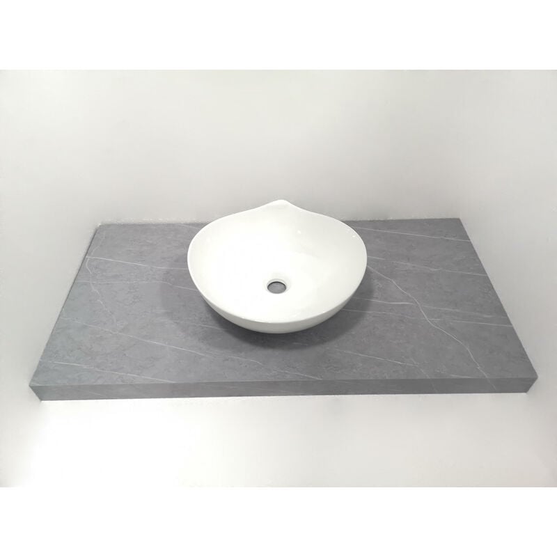 Image of Piano di appoggio da bagno in pietra sinterizzata per lavabo darredo 1000/900/800 x 500 x 80 mm bianco grigio nero 80 x 50 x 8 cm grigio
