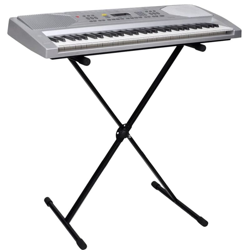 

Piano eléctrico de 61 teclas con atril y soporte ajustable - Plateado