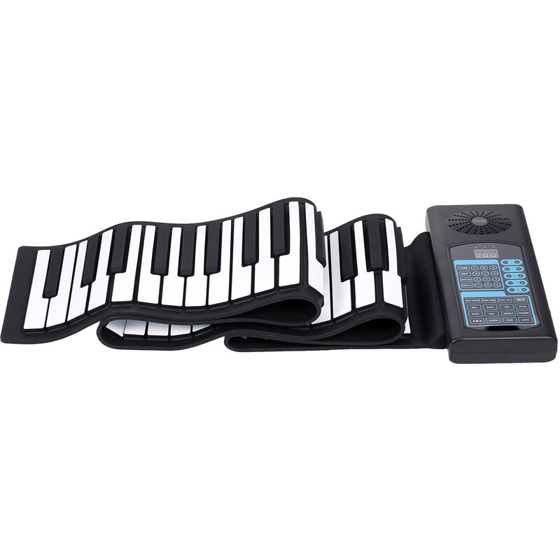 

Piano enrollable Piano plegable Piano portatil Teclado de silicona 88 teclas con grabacion MIDI Edicion de reproduccion Sustain, Negro