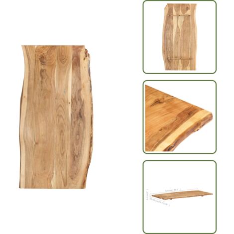 Piano in acacia lucidato - vidaXL Piano del Tavolo in Legno Massello di Acacia 118x(50-60)x2,5 cm - Piano in legno con bordi vivi