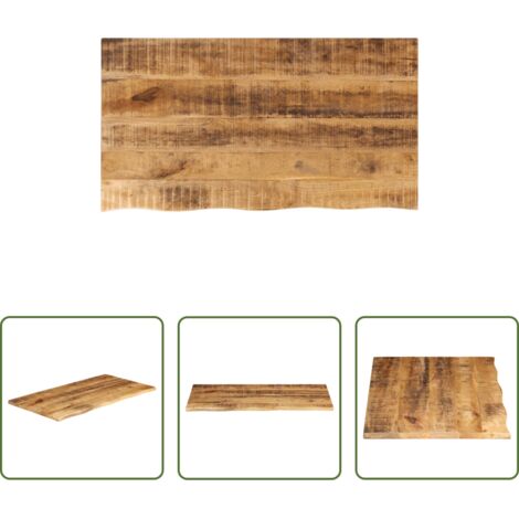 Piano in legno grezzo -  Piano Tavolo 100x60x2,5cm Bordi Vivi Legno di Mango Grezzo