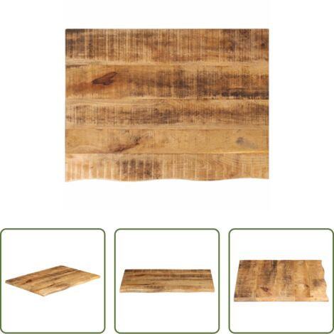 Piano in legno grezzo -  Piano Tavolo 70x60x2,5 cm Bordi Vivi Legno di Mango Grezzo