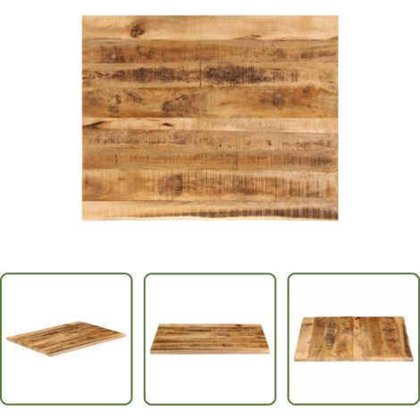 Piano in legno grezzo -  Piano Tavolo 90x80x3,8 cm Bordi Vivi Legno di Mango Grezzo