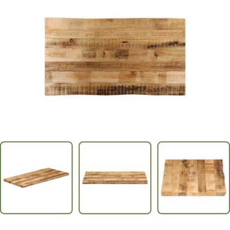 Piano in legno grezzo -  Piano Tavolo Bordi Vivi 110x60x3,8 cm Legno di Mango Grezzo