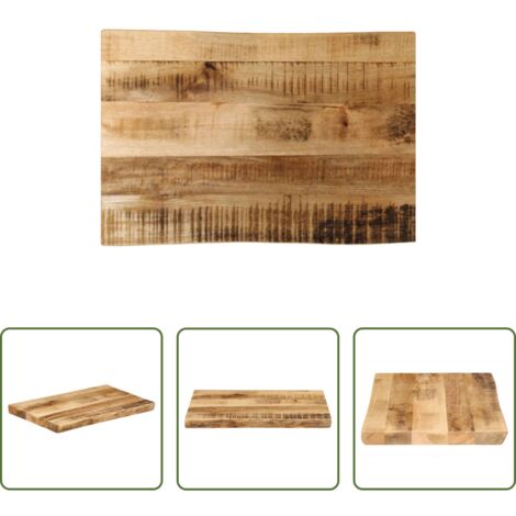 Piano in legno mango -  Piano Tavolo Bordi Vivi 50x40x3,8cm Legno Massello Mango Grezzo